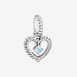 Pandora December Sky Blue Beaded Heart Dangle Charm